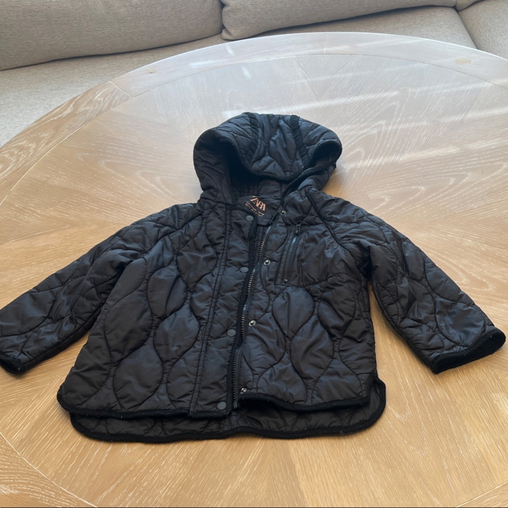 Zara Kids Black Hooded Puffer Jacket